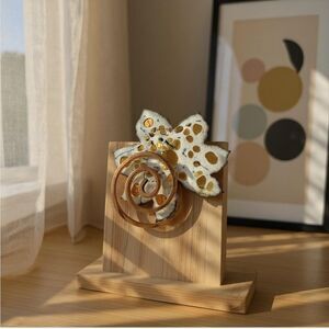 Vintage Matisse Renoir Copper & White Enamel Leaf Brooch mid century modern